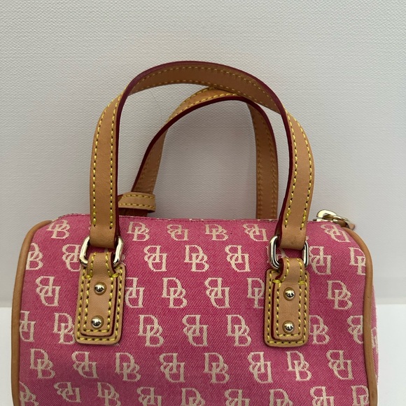 Dooney & Bourke Pink Logo Mini Satchel with Tan Trim - Picture 2 of 3